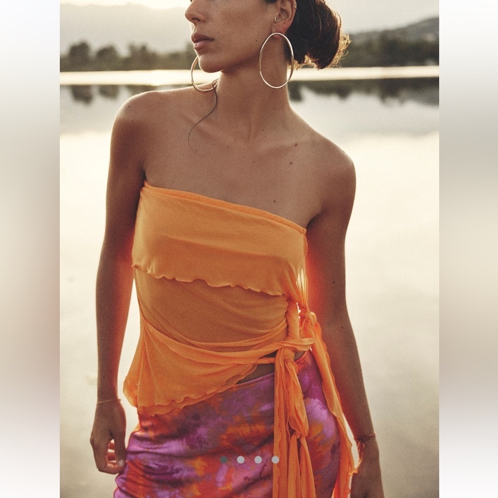 Free people Vibrant Orange Draped Top